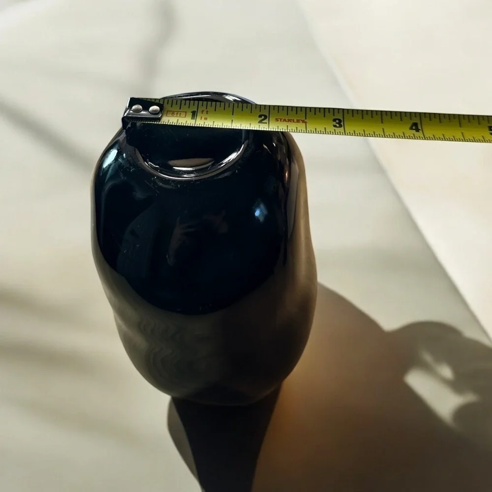 Translucent Black Asymmetrical Vase 5” tall
